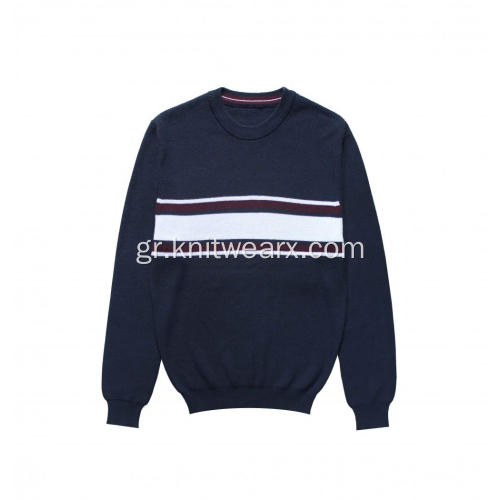 Ανδρικό Πλεκτό Πολύχρωμο Stripe Rib Stitch Crewneck πουλόβερ